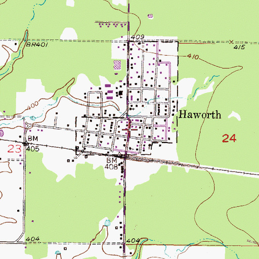 Topographic Map of Haworth Post Office, OK