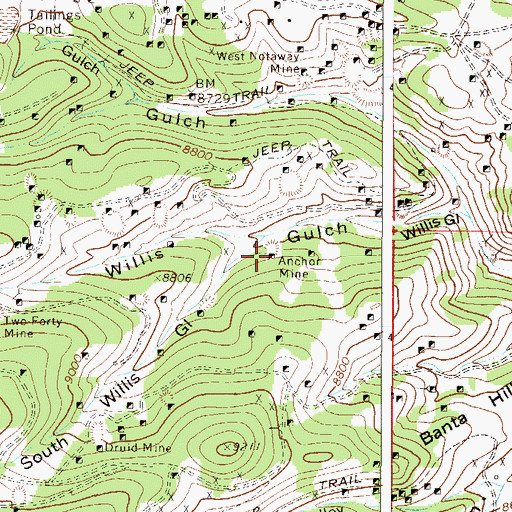 Topographic Map of Anchor Mine, CO