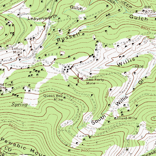 Topographic Map of Two-Forty Mine, CO
