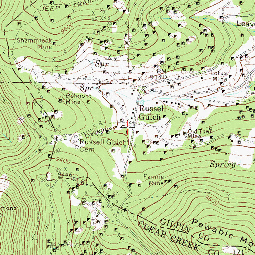 Topographic Map of Davenport Gulch, CO