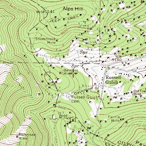 Topographic Map of Belmont Mine, CO