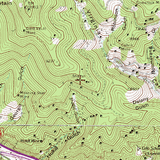 Topographic Map of Shafter Mine, CO