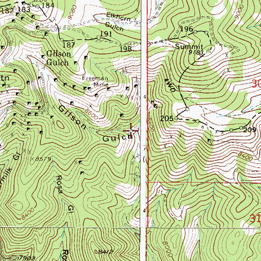 Topographic Map of Gilson Gulch, CO