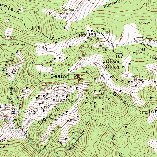 Topographic Map of Seaton Mountain, CO