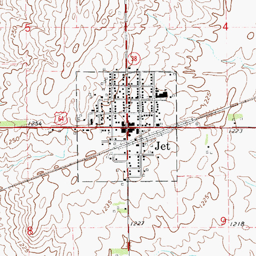 Topographic Map of Jet Post Office, OK