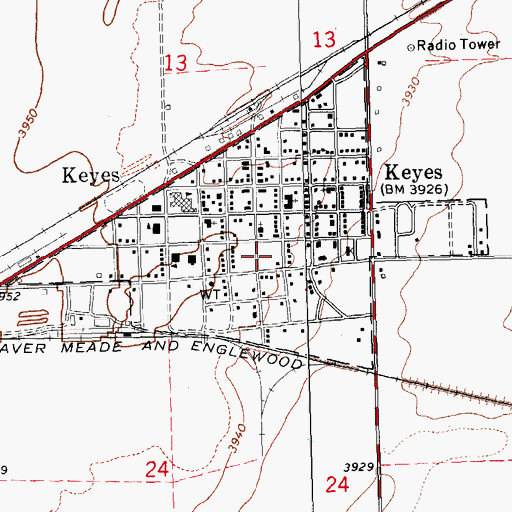 Topographic Map of Keyes Post Office, OK