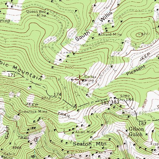 Topographic Map of Colfax Mine, CO