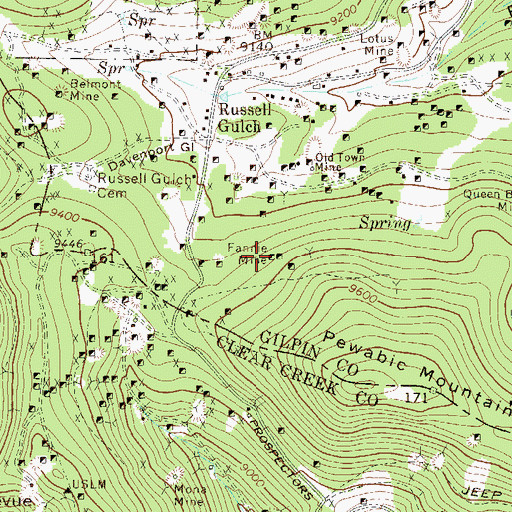 Topographic Map of Fannie Mine, CO