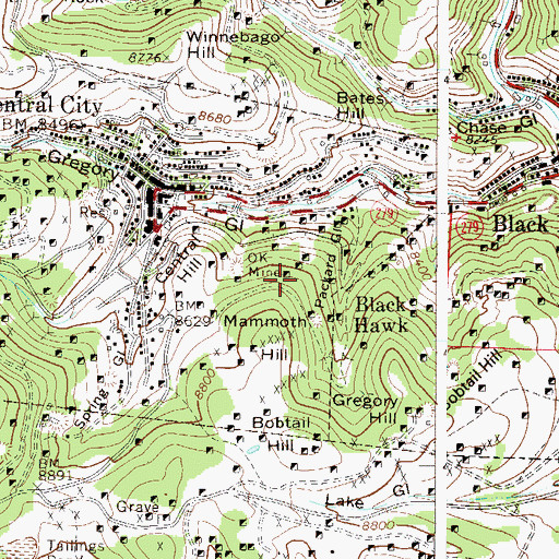 Topographic Map of O K Mine, CO