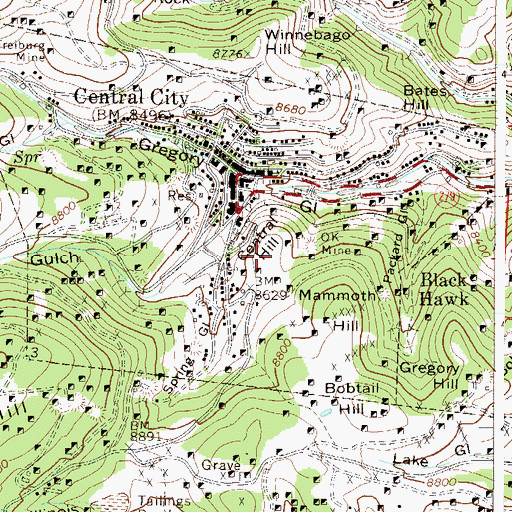 Topographic Map of Central Hill, CO