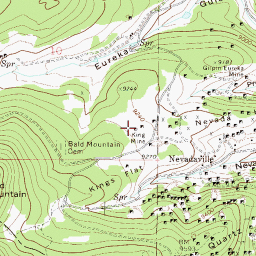 Topographic Map of King Mine, CO
