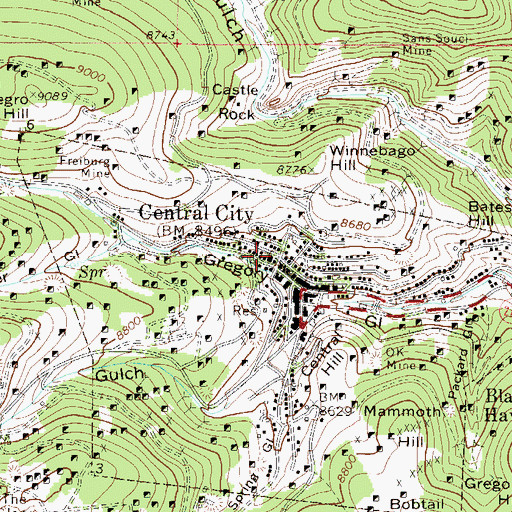 Topographic Map of Central City, CO