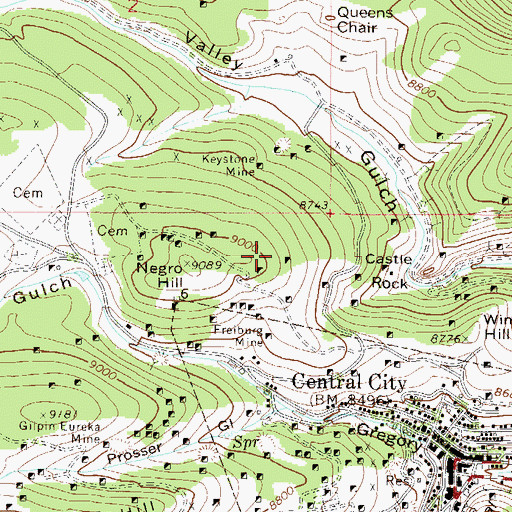 Topographic Map of Freiburg Mine, CO