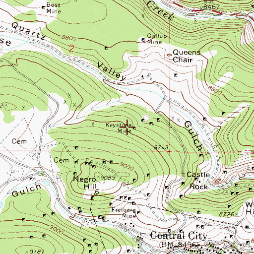 Topographic Map of Keystone Mine, CO