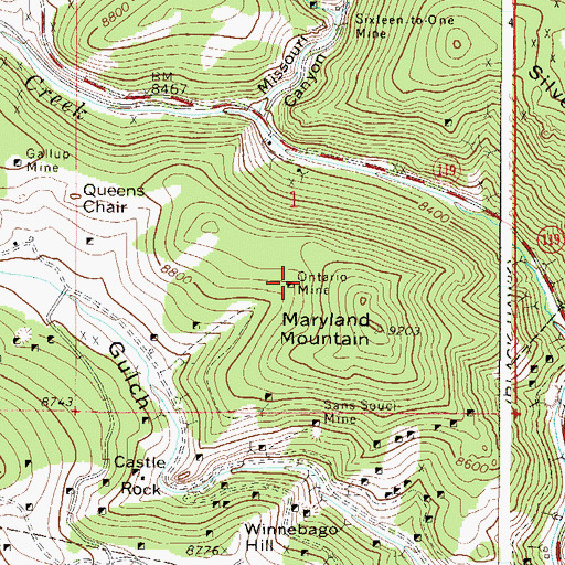 Topographic Map of Ontario Mine, CO