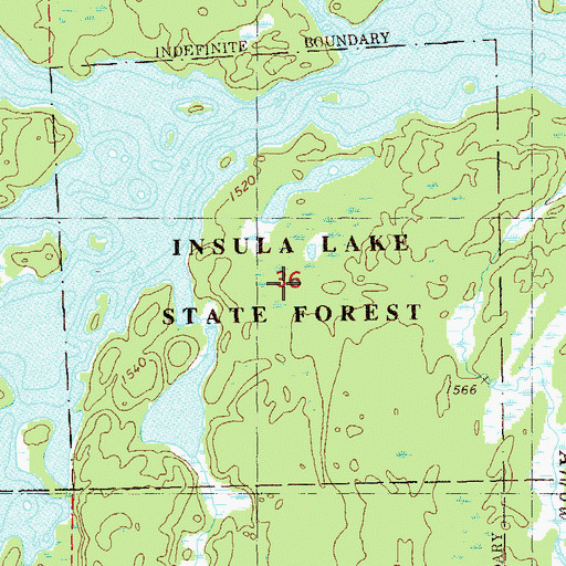 Topographic Map of Lake Insula State Forest, MN