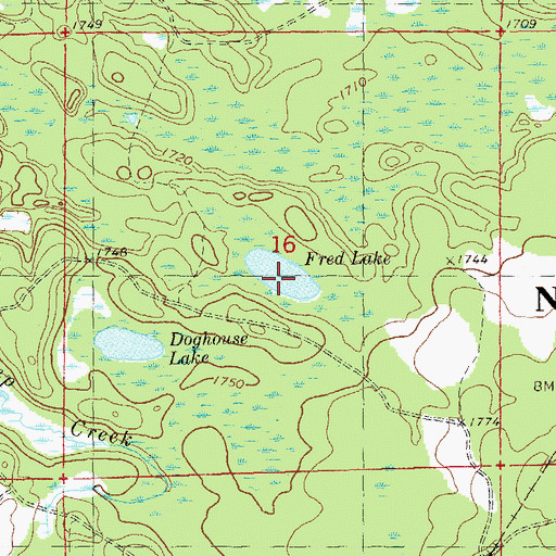 Topographic Map of Fred Lake, MN