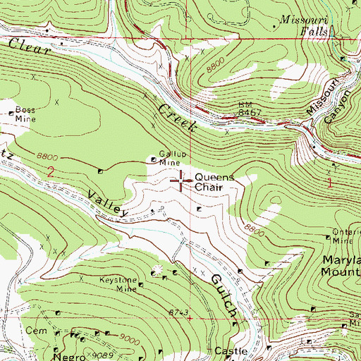 Topographic Map of Queens Chair, CO