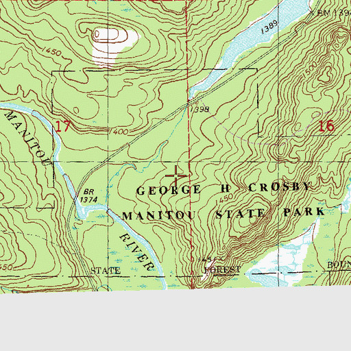 Topographic Map of George H Crosby Manitou State Park, MN