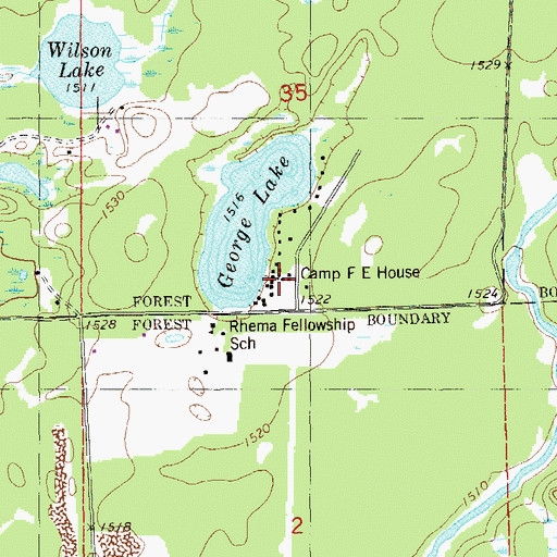 Topographic Map of Camp F E House, MN