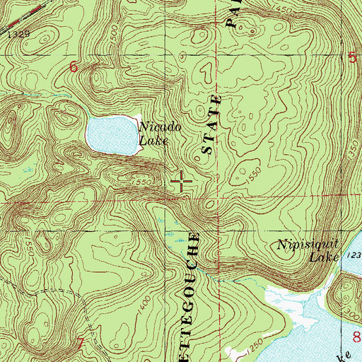 Topographic Map of Tettegouche State Park, MN