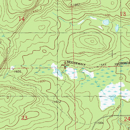 Topographic Map of Moosewalk Snowmobile Trail, MN