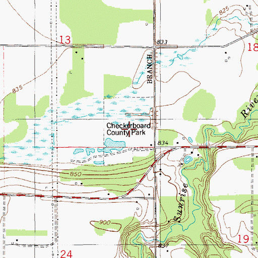 Topographic Map of Checkerboard County Park, MN