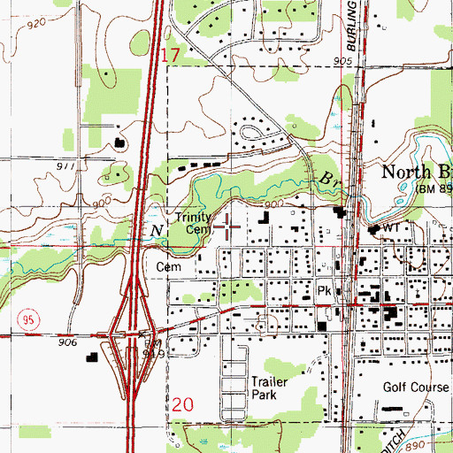 Topographic Map of Trinity Lutheran Cemetery, MN