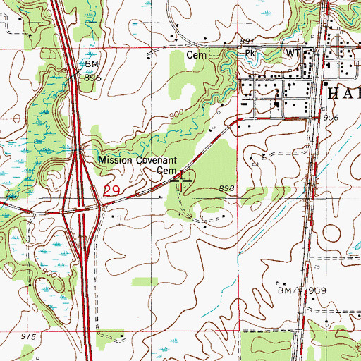 Topographic Map of Mission Covenant Cemetery, MN
