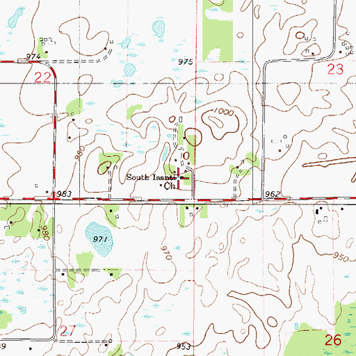Topographic Map of South Isanti Church, MN