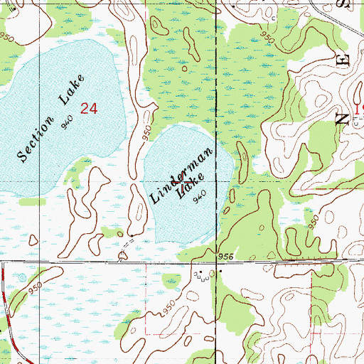 Topographic Map of Linderman Lake, MN