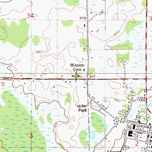 Topographic Map of Mission Cemetery, MN