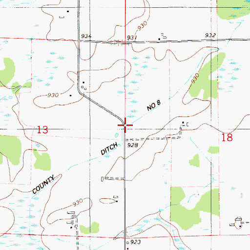 Topographic Map of County Ditch Number Eight, MN