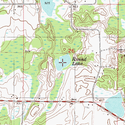 Topographic Map of Round Lake, MN