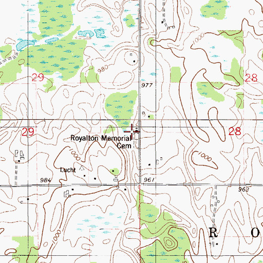 Topographic Map of Royalton Memorial Cemetery, MN