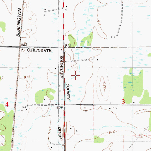 Topographic Map of County Ditch Number Nine, MN