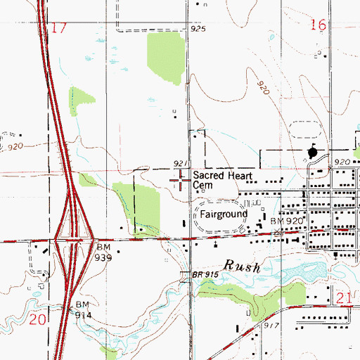Topographic Map of Calvary Cemetery, MN