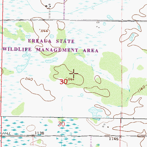 Topographic Map of Ereaua State Wildlife Management Area, MN
