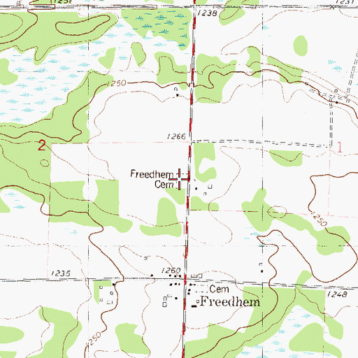 Topographic Map of Freedhem Lutheran Cemetery, MN