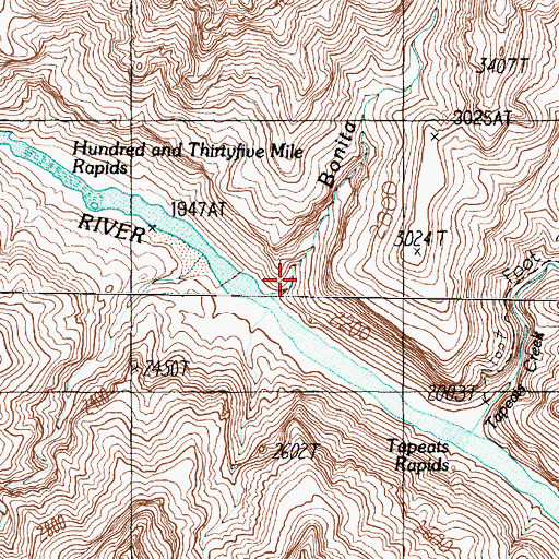 Topographic Map of Bonita Creek, AZ