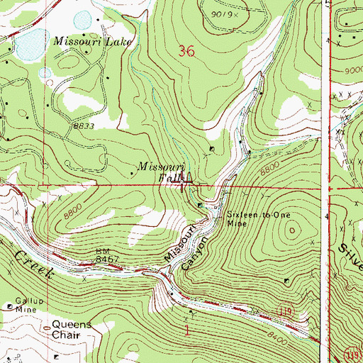 Topographic Map of Missouri Falls, CO
