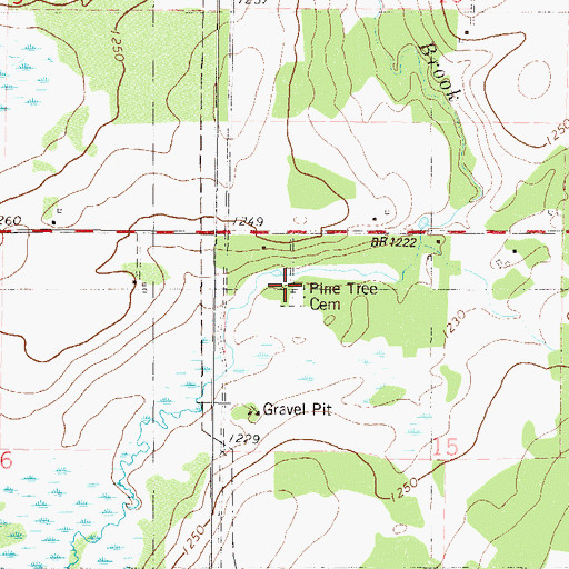 Topographic Map of Pine Tree Cemetery, MN