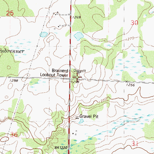 Topographic Map of Brainerd Lookout Tower, MN