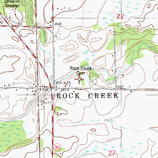 Topographic Map of Rock Creek Cemetery, MN