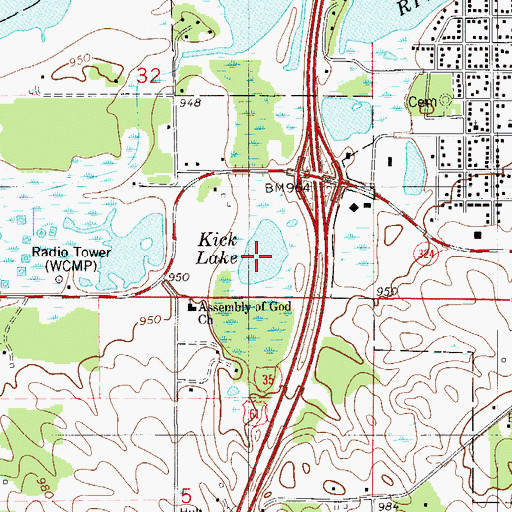Topographic Map of Kick Lake, MN
