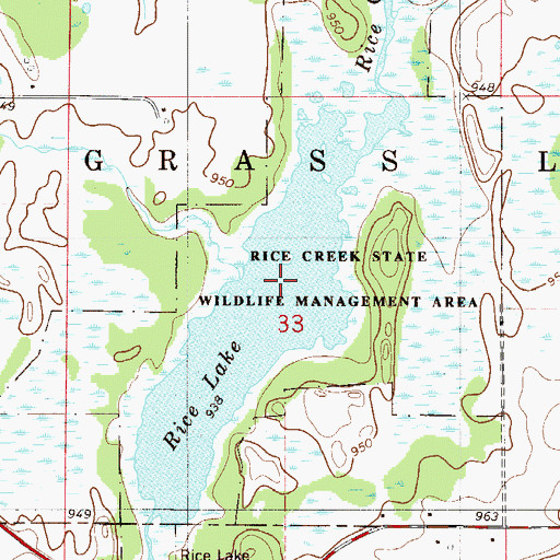 Topographic Map of Rice Creek State Wildlife Management Area, MN