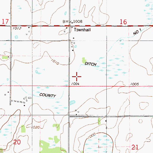 Topographic Map of County Ditch Number One, MN
