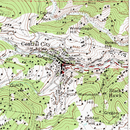 Topographic Map of Nevada Gulch, CO