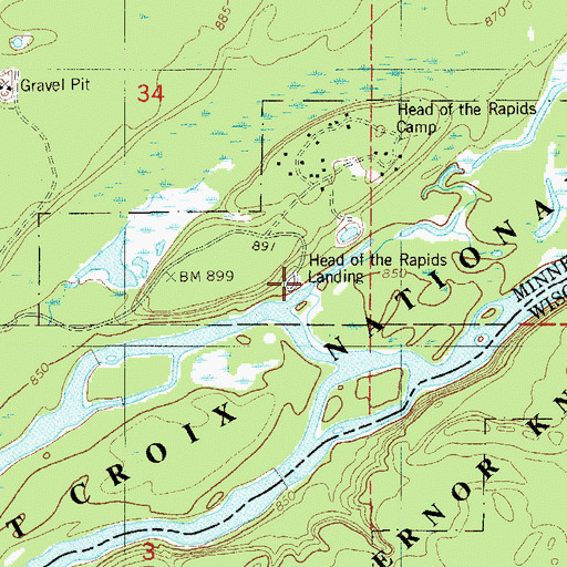 Topographic Map of Head of the Rapids Landing, MN