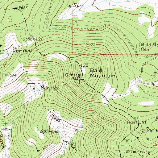 Topographic Map of Bald Mountain, CO